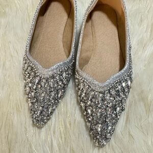 Elegant Silver Embellished Women's Flats